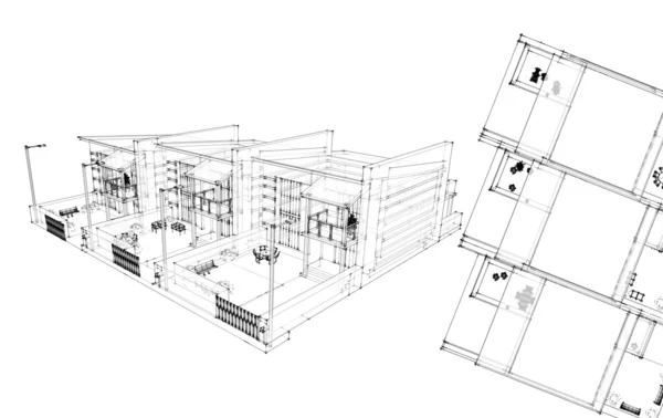 Inredning och design, 3d-byggnader — Stockfoto