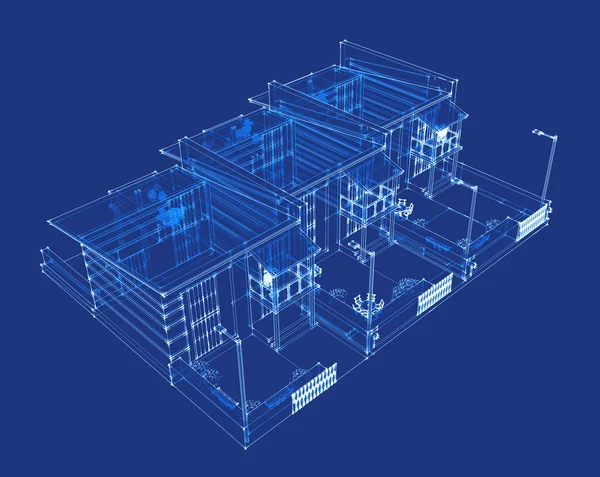 Design de interiores, edifícios 3D — Fotografia de Stock