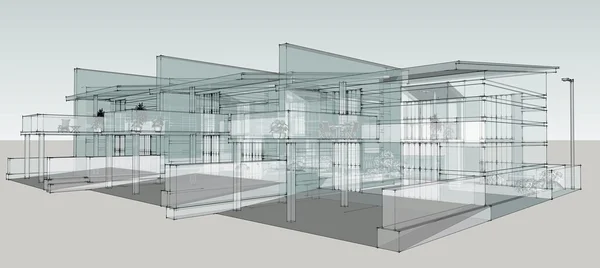 Дизайн интерьера, 3D здания — стоковое фото