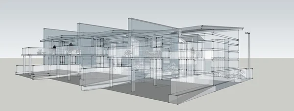 Design de interiores, edifícios 3D — Fotografia de Stock