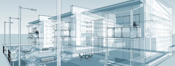 Interior design, 3D buildings — Stock Photo, Image