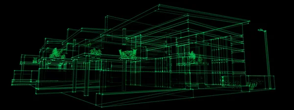 Дизайн интерьера, 3D здания — стоковое фото