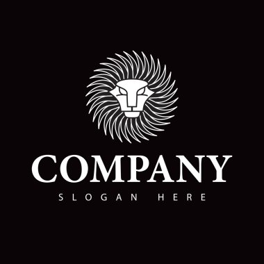 siyah beyaz bir aslan baş logo.