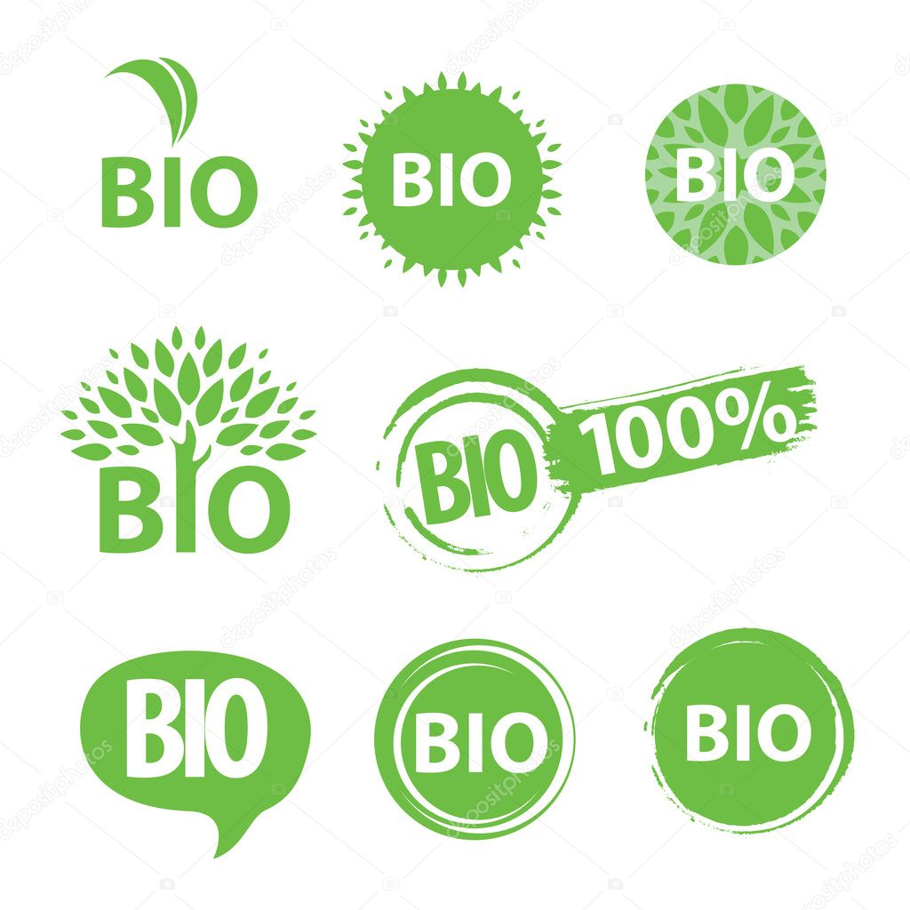 Eco, natural and organic symbols or logos