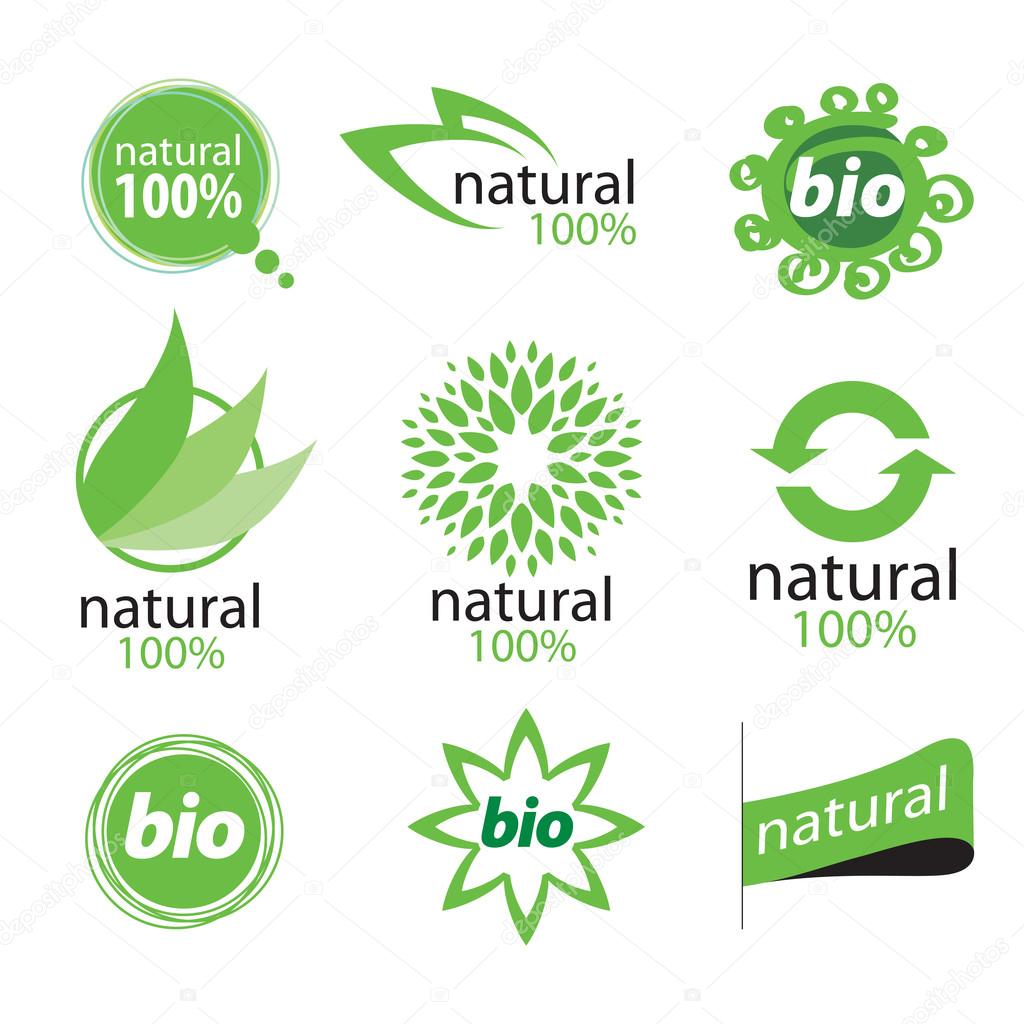 Eco, natural and organic symbols or logos