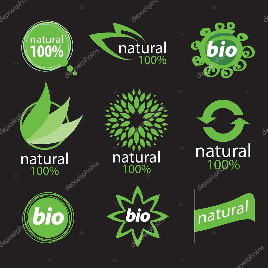 Eco, natural and organic symbols or logos