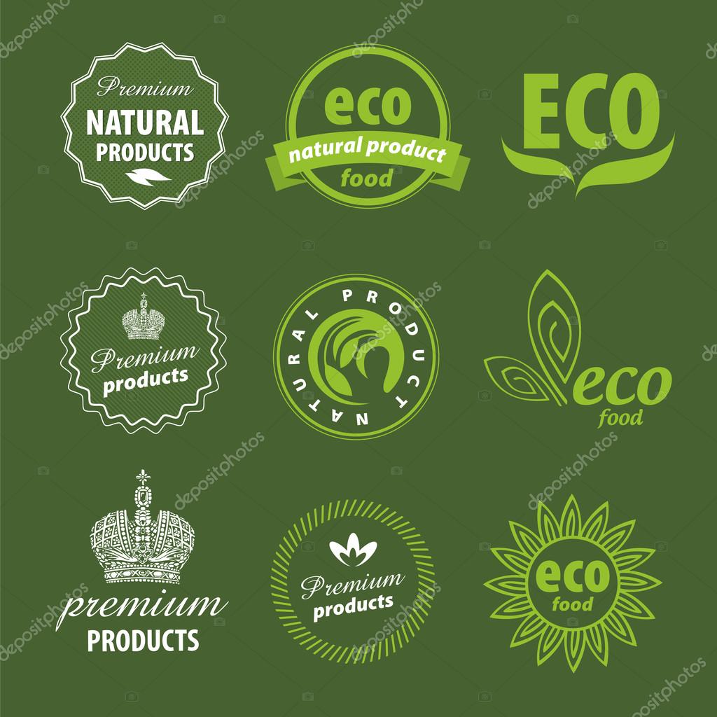 Eco, natural and organic symbols or logos