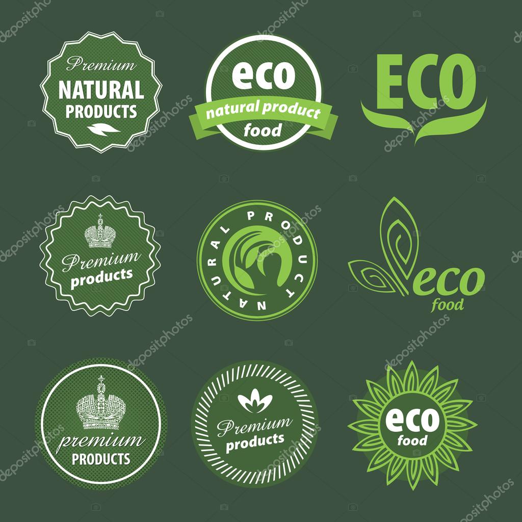 Eco, natural and organic symbols or logos