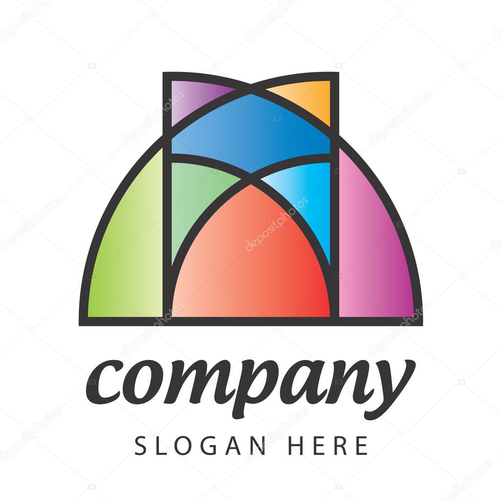 Stained glass ornament logo sign