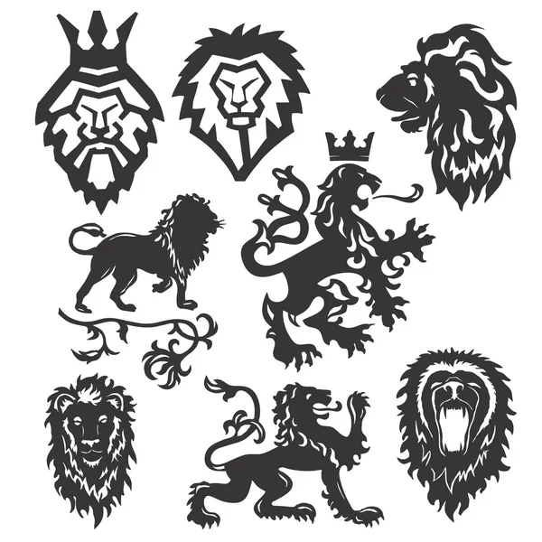 Leones heráldicos estilizados — Archivo Imágenes Vectoriales