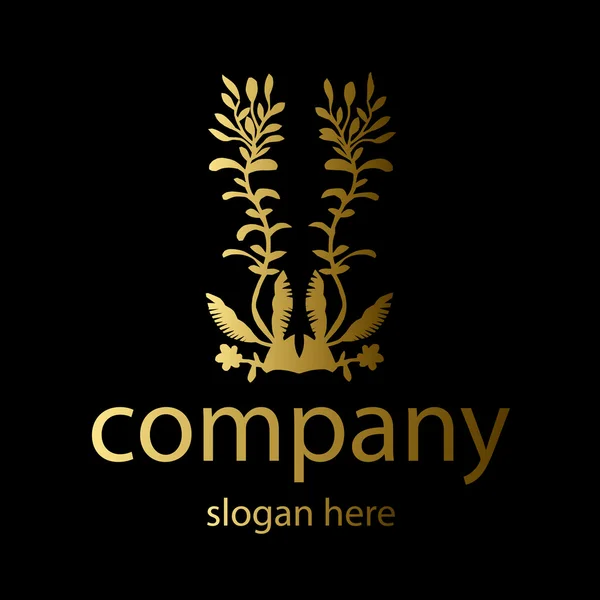 Logo plantas en oro — Vector de stock