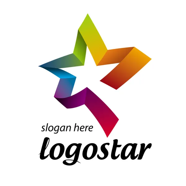 Logotipo estrela de fitas coloridas — Vetor de Stock