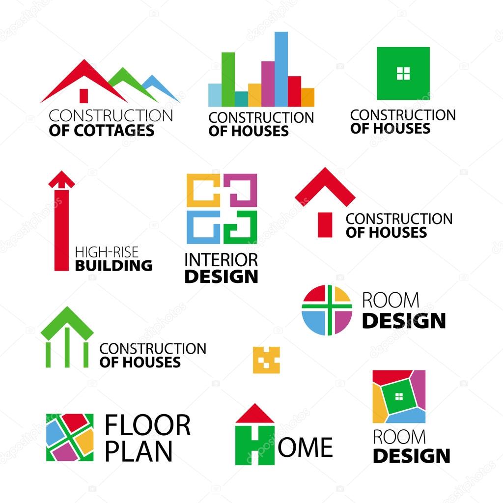 Collection of vector logos construction and repair of house