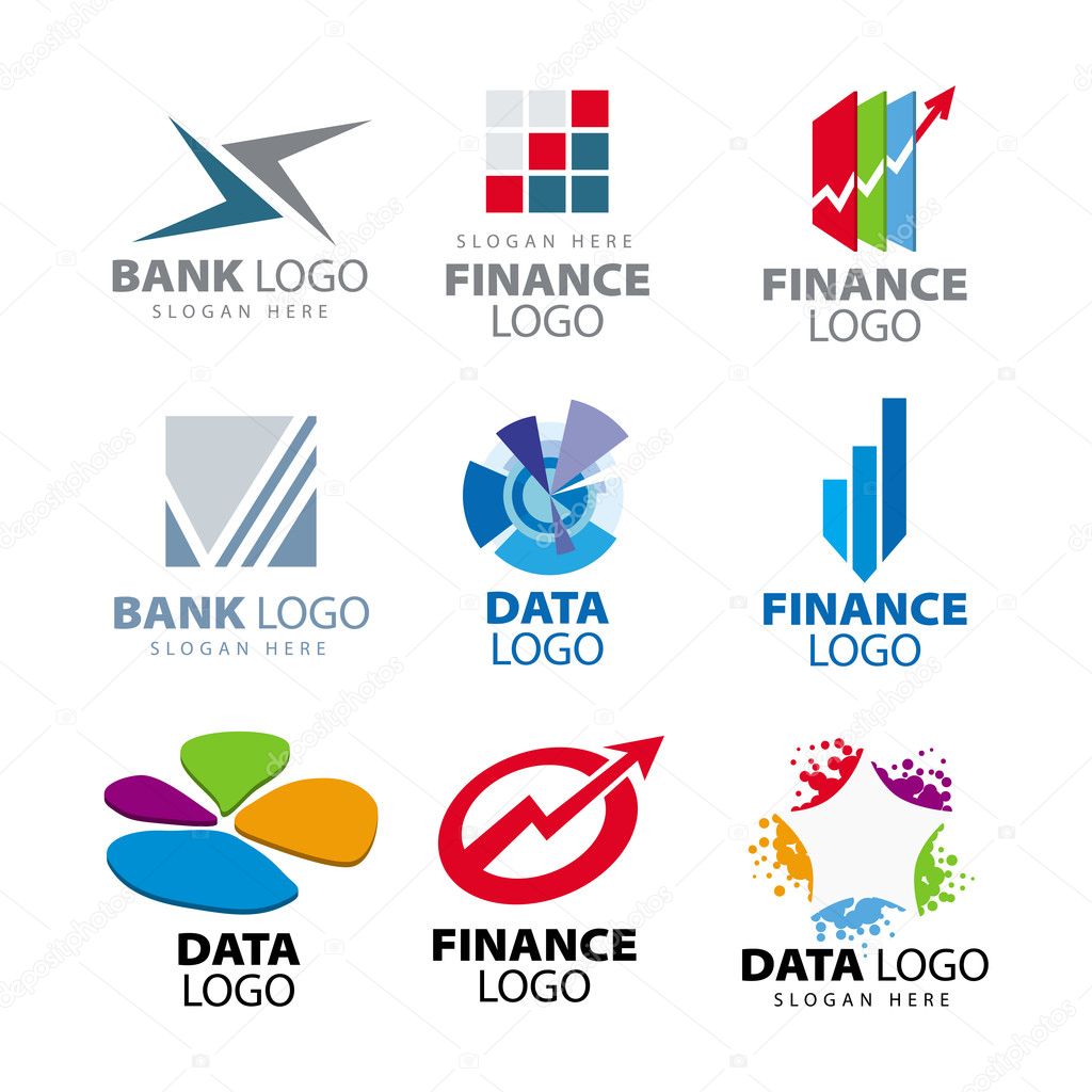 Collection of vector logos for banks and finance companies