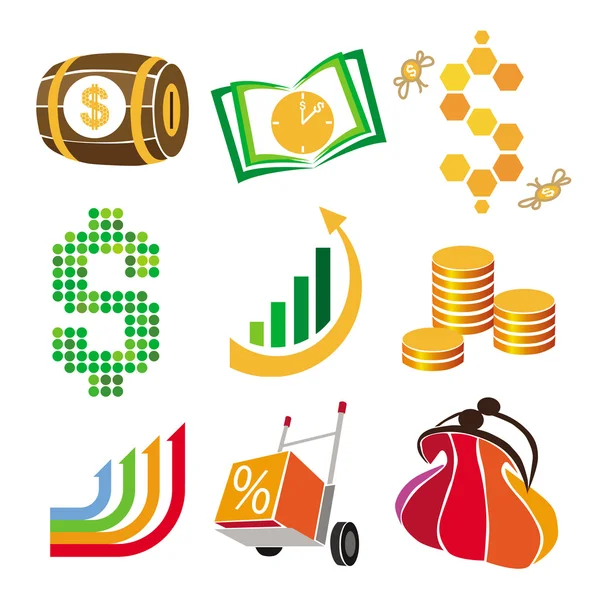 Colección de iconos vectoriales de finanzas, dinero — Vector de stock