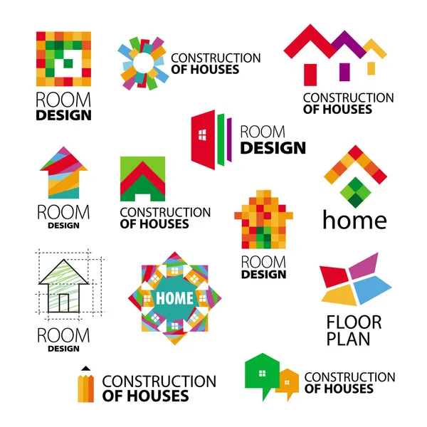Collection of vector logos construction and repair of buildings — Stock Illustration Collection of vector logos construction and repair of buildings Stock Vector