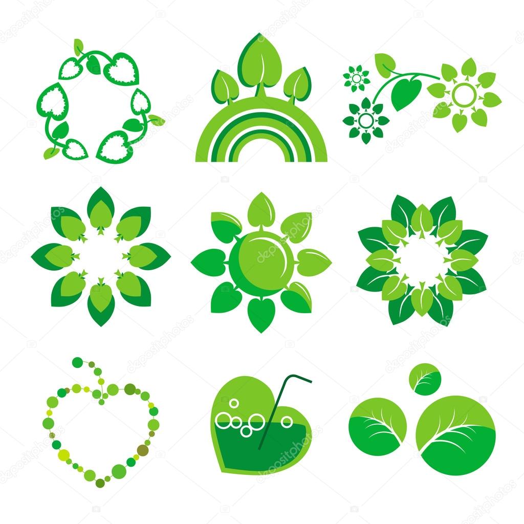 Collection of vector logos health and the environment