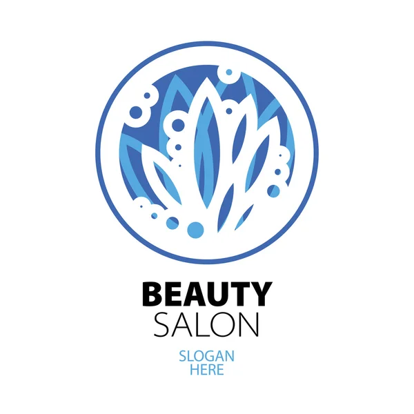 Bola azul de folhas logotipo para salão de beleza — Vetor de Stock