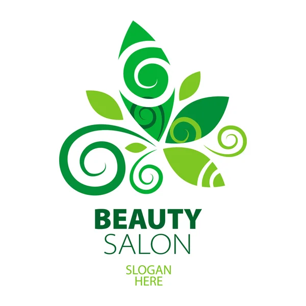 Yaprak yeşil logo güzellik salonları için bileşimi — Stok Vektör
