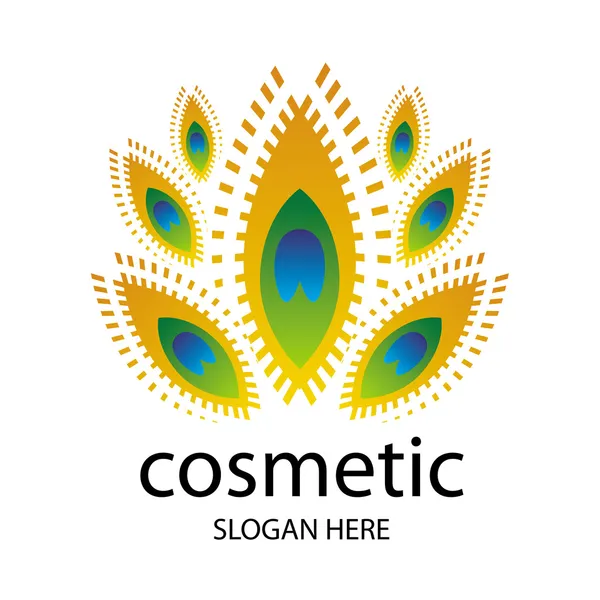Logotipo do vetor de cosméticos na forma de uma pena de pavão —  Vetores de Stock
