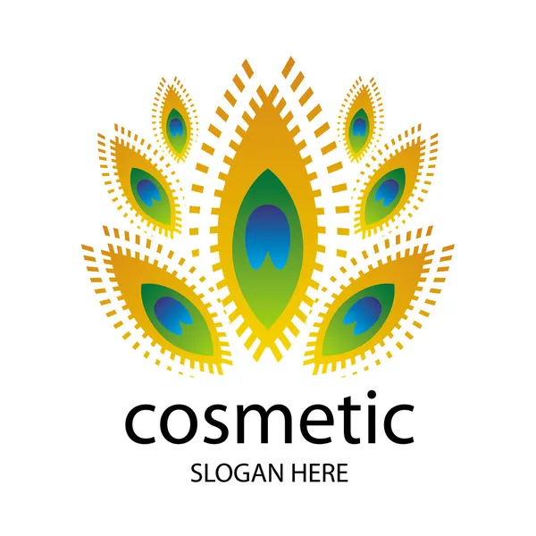 Logotipo de vectores para cosméticos en forma de pluma de pavo real — Archivo Imágenes Vectoriales