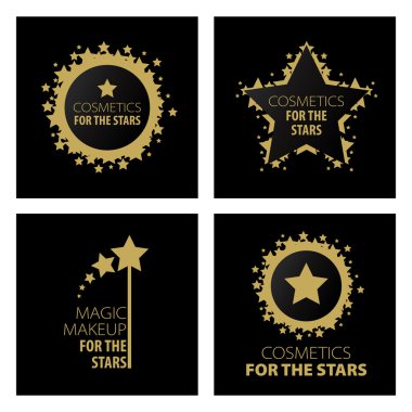 yıldızlar için vektör logolar sihirli makyaj koleksiyonu