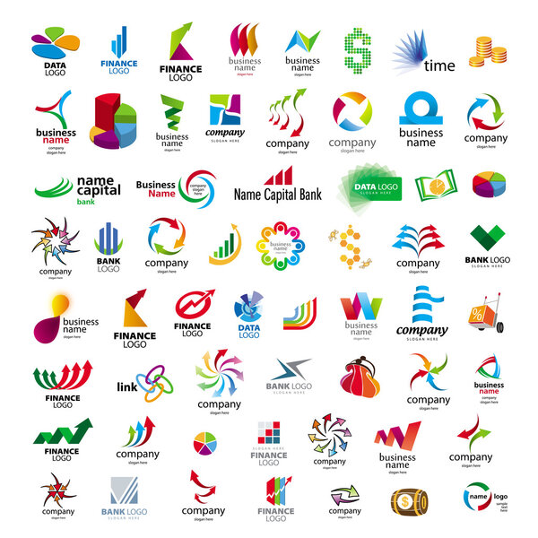 Collection of vector icons for banks and financial companies