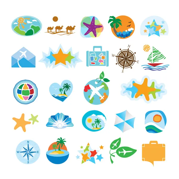 Colección de iconos para viajes y turismo — Vector de stock