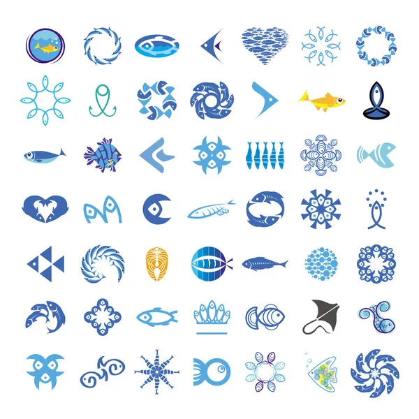 Collection of vector icons with the fishes — Stock Vector