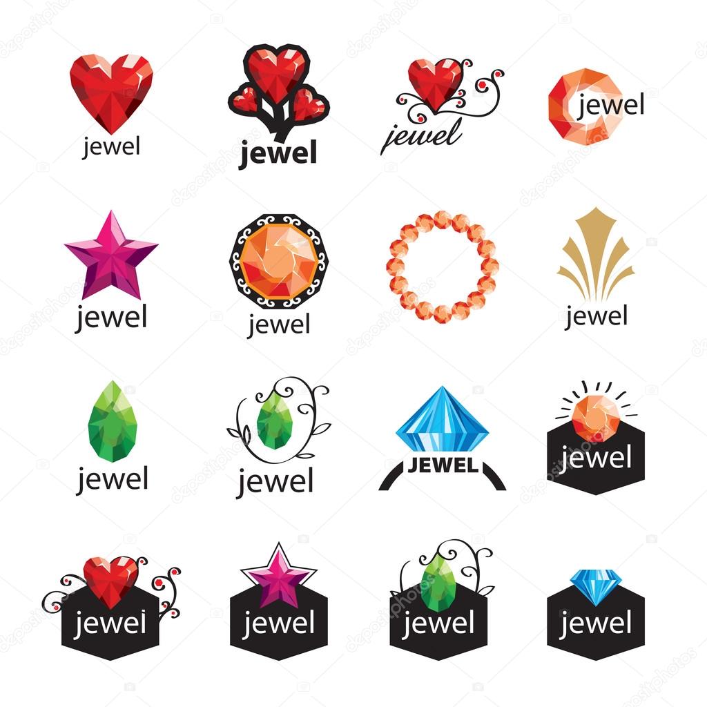 Collection of modern vector logos jewelry