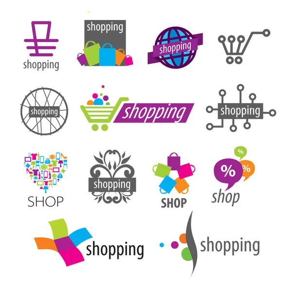 Collection of vector logos shopping discounts and stores — Stock Vector