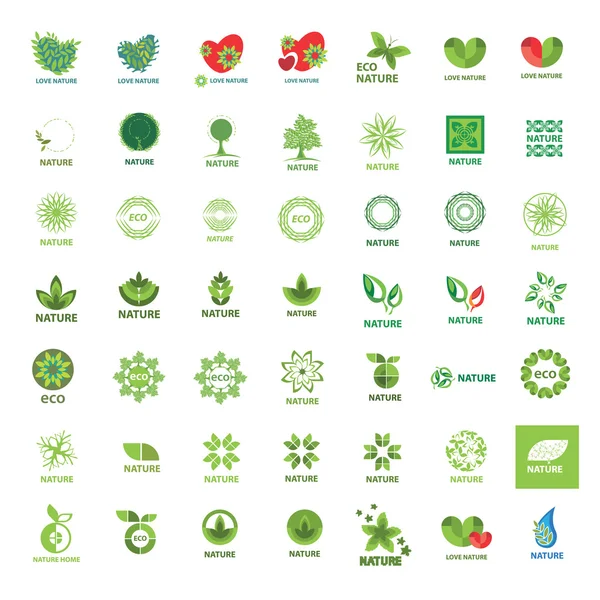 Mayor colección de logos vectoriales eco y naturaleza — Vector de stock