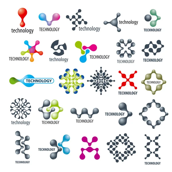 Colección vectorial de diferentes logotipos tecnológicos — Archivo Imágenes Vectoriales