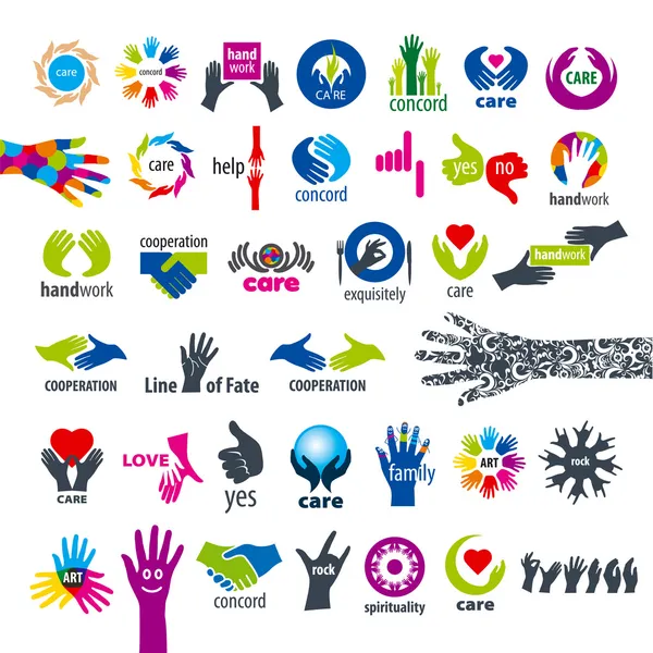 Biggest collection of vector logos hands — Stock Vector