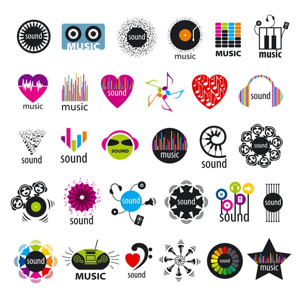 Colección más grande de vector logotipos música y sonidos — Stockvector