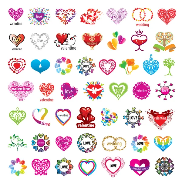 Största samling av vektor logotyper hjärtan och alla hjärtans — Stock vektor
