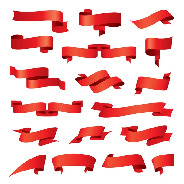 ベクトル赤いリボンの最大のコレクション — ストックベクタ