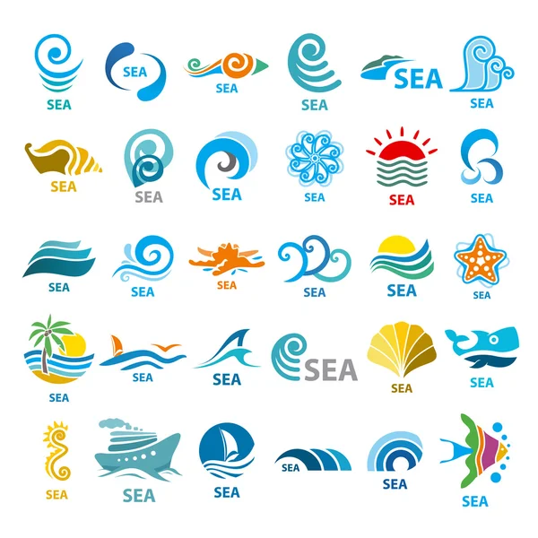 Big collection of vector logos sea — 스톡 벡터