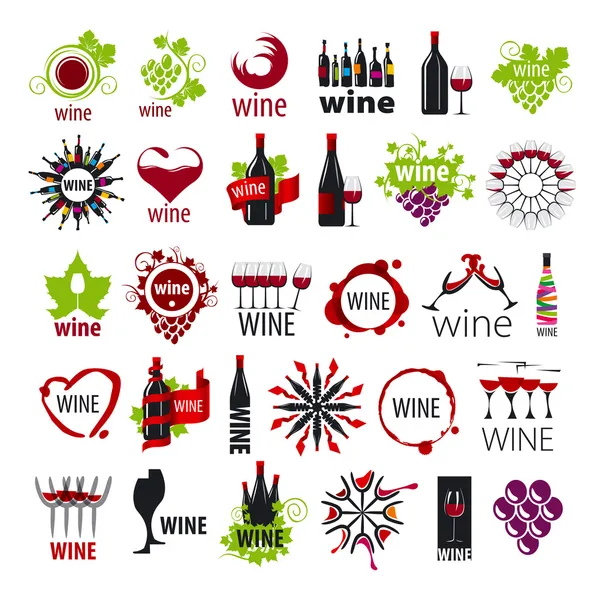 Biggest collection of vector logos wine — Stock Vector