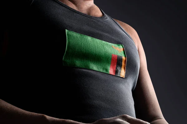 Bandeira nacional da Zâmbia no peito dos atletas — Fotografia de Stock
