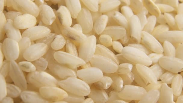 O arroz branco close-up gira em um círculo — Vídeo de Stock