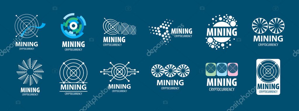 Digital currency mining. Abstract sign. Vector illustration.