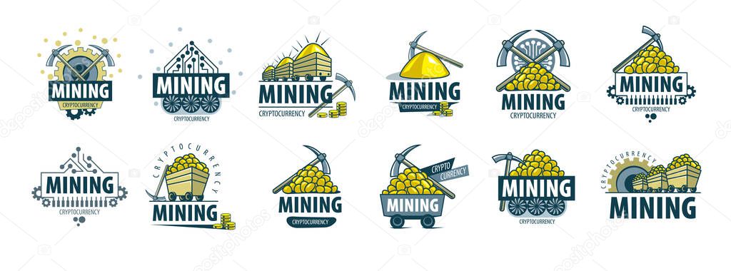 Digital currency mining. Abstract sign. Vector illustration.