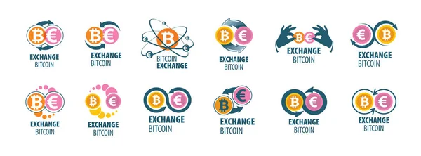 Vector logo van cryptogeld. Exchange bitcoin voor geld — Stockvector