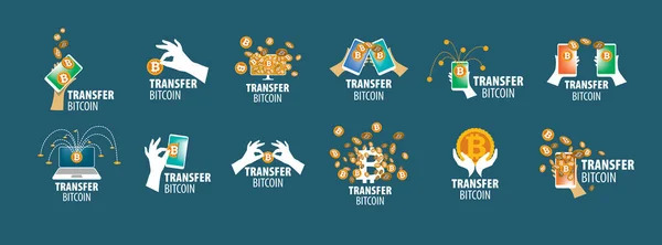 Logo vectorial de la criptomoneda. Bitcoin transferencia de dinero — Vector de stock