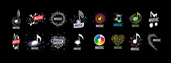 Um conjunto de logotipos vetoriais com notas musicais — Vetor de Stock