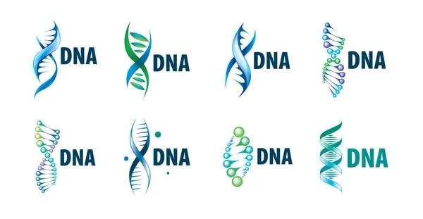 Набор векторных логотипов в форме спирали ДНК — стоковый вектор