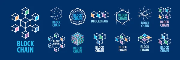 Un conjunto de logos abstractos de vectores Blockchain — Archivo Imágenes Vectoriales