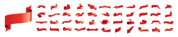 Una serie di nastri vettoriali rossi su sfondo bianco — Vettoriale Stock