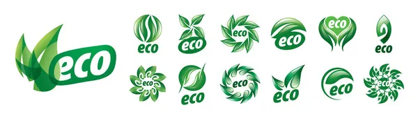 A set of vector eco icons on a white background — Stock Vector